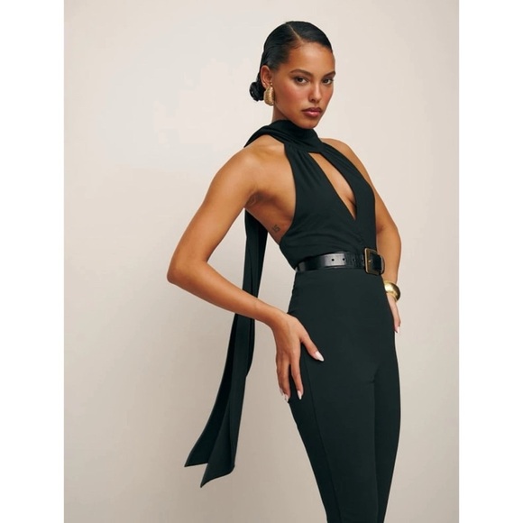 NWT Reformation Vienna Knit Top Mock Neck Halter in Black - Picture 3 of 11